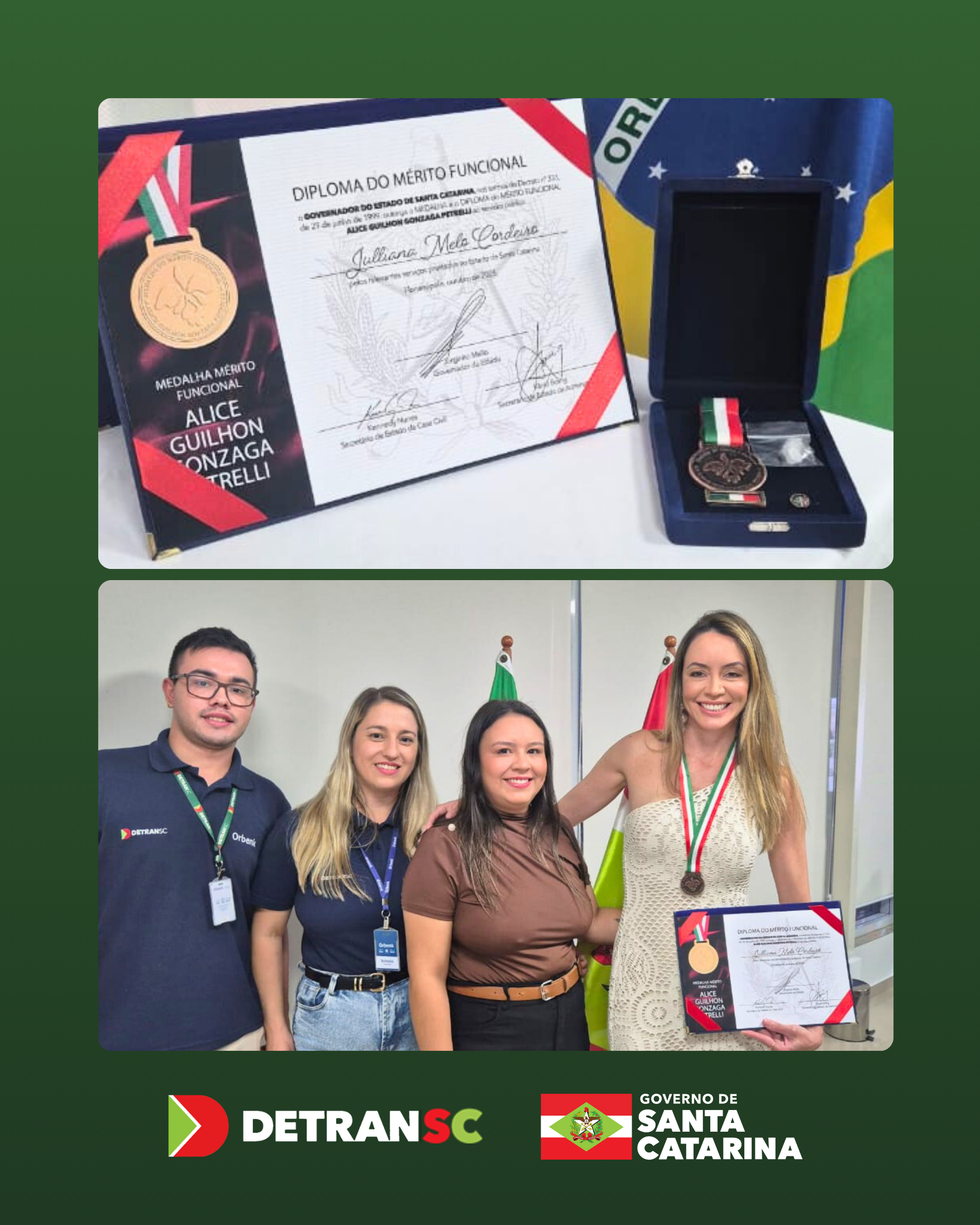 Servidora do Detran/SC é homenageada com a Medalha “Alice Guilhon Gonzaga Petrelli”